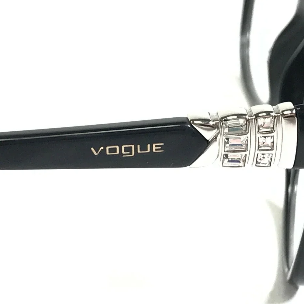 Vogue Eyeglasses Frames VO5169-B W44 Black Silver Cat Eye Full Rim 52-17-140